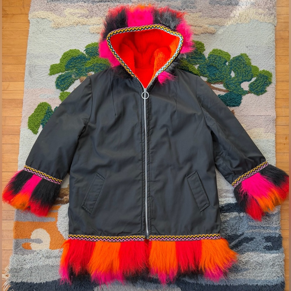 1960s MONSTER FUR PARKA Snowmobile Icelander Jacket Vtg 70s Snowmobiling Hooded